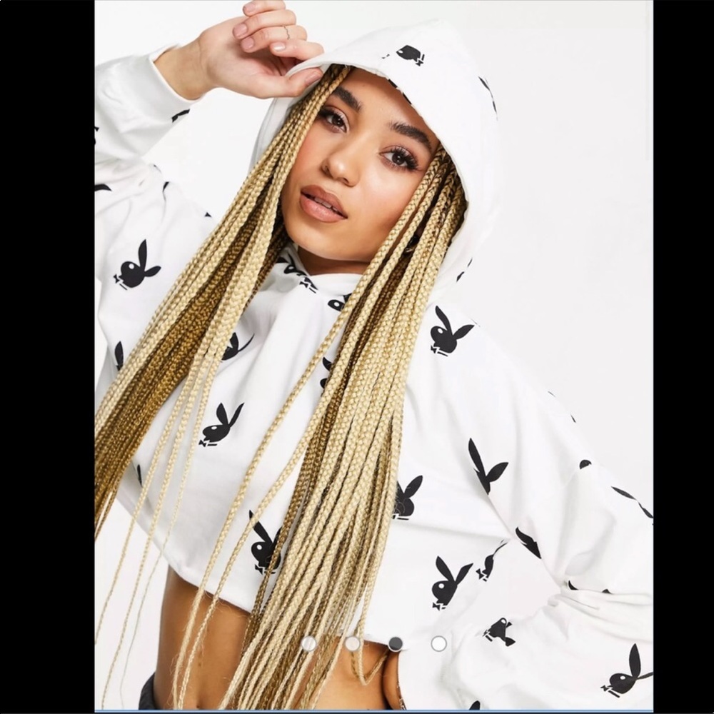 Missguided x Playboy cropped bunny hoodie in size 6
